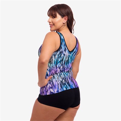 Купальник раздельный с поддержкой Funkita Zip Front Tankini Top Fly Dye & Swim Short Still Black FKS076L72159 - фото 257093