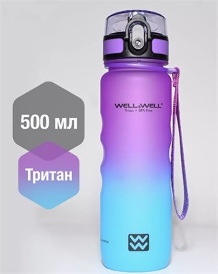 W3044 Бутылка для воды Well&Well Пурпурный-голубой 500 мл W3044_Пурпурный-голубой