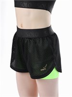 RG770-10 Двойные шорты Solo Черный / Зеленый неон RG770-10