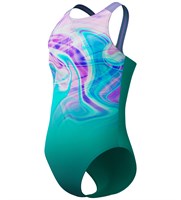 8-00313516569 Купальник слитный Speedo Girls DIGI PLMT PSBK BLUE GREEN 8-00313516569