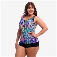 Купальник раздельный с поддержкой Funkita Ladies Zip Front Tankini Top Fly Dye &amp; Swim Short Still Bl FKS076L72159